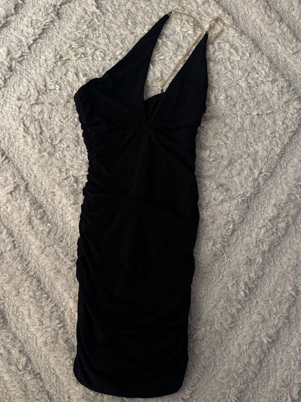 Nookie Black Mini Dress with Gold Chain Straps